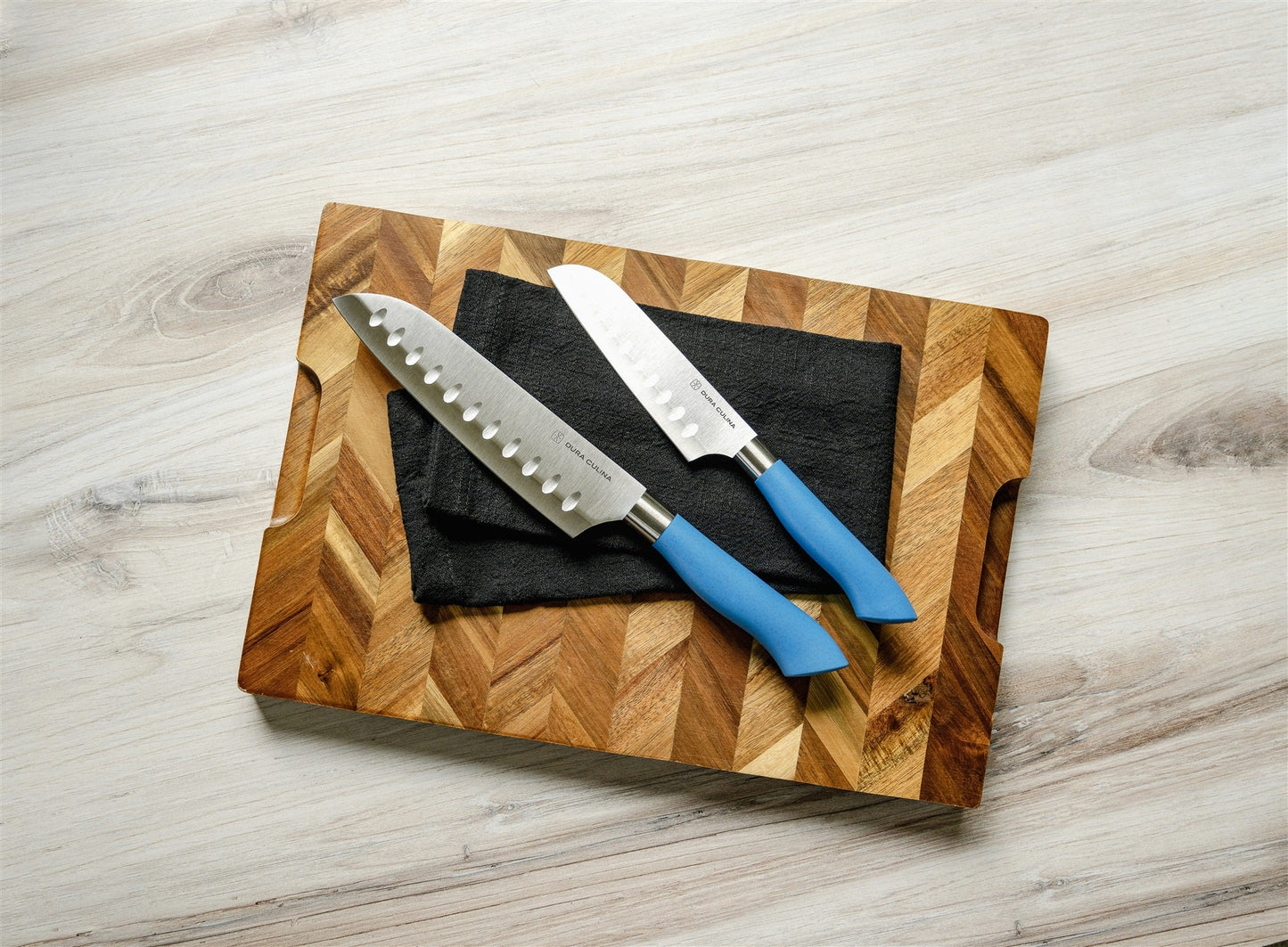 EcoCut 2 Piece Santoku Knife Set With Blade Guards, Blue-1
