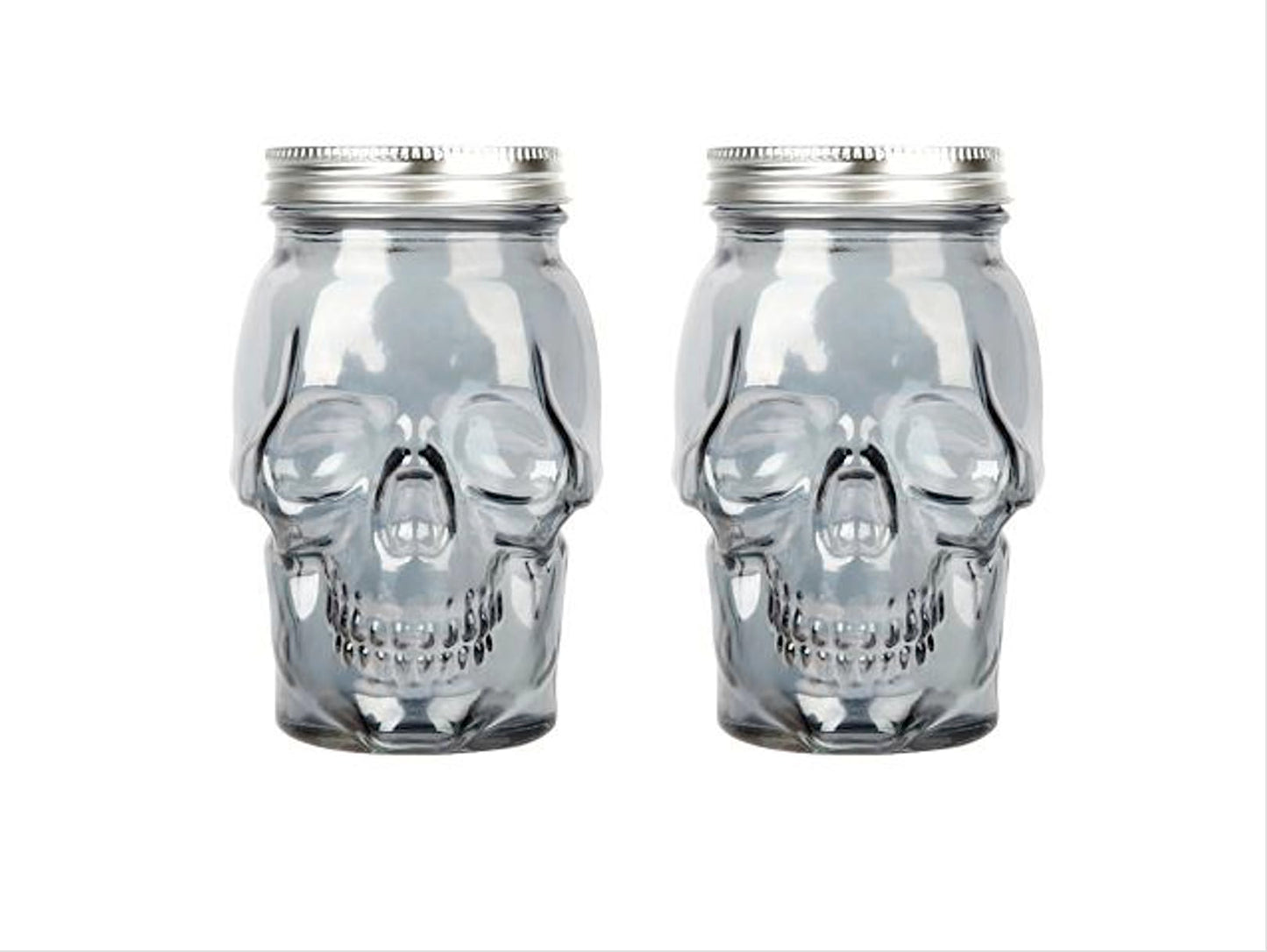 Skull Mason Jar with Lid, 4-Piece Set (2 skull Mason Jars & 2 Lids) 42oz, Smoke-0