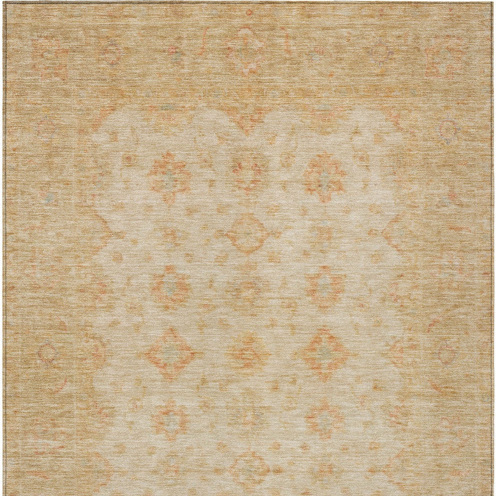 8' X 10' Beige And Rust Floral Medallion Washable Indoor Outdoor Area Rug-5