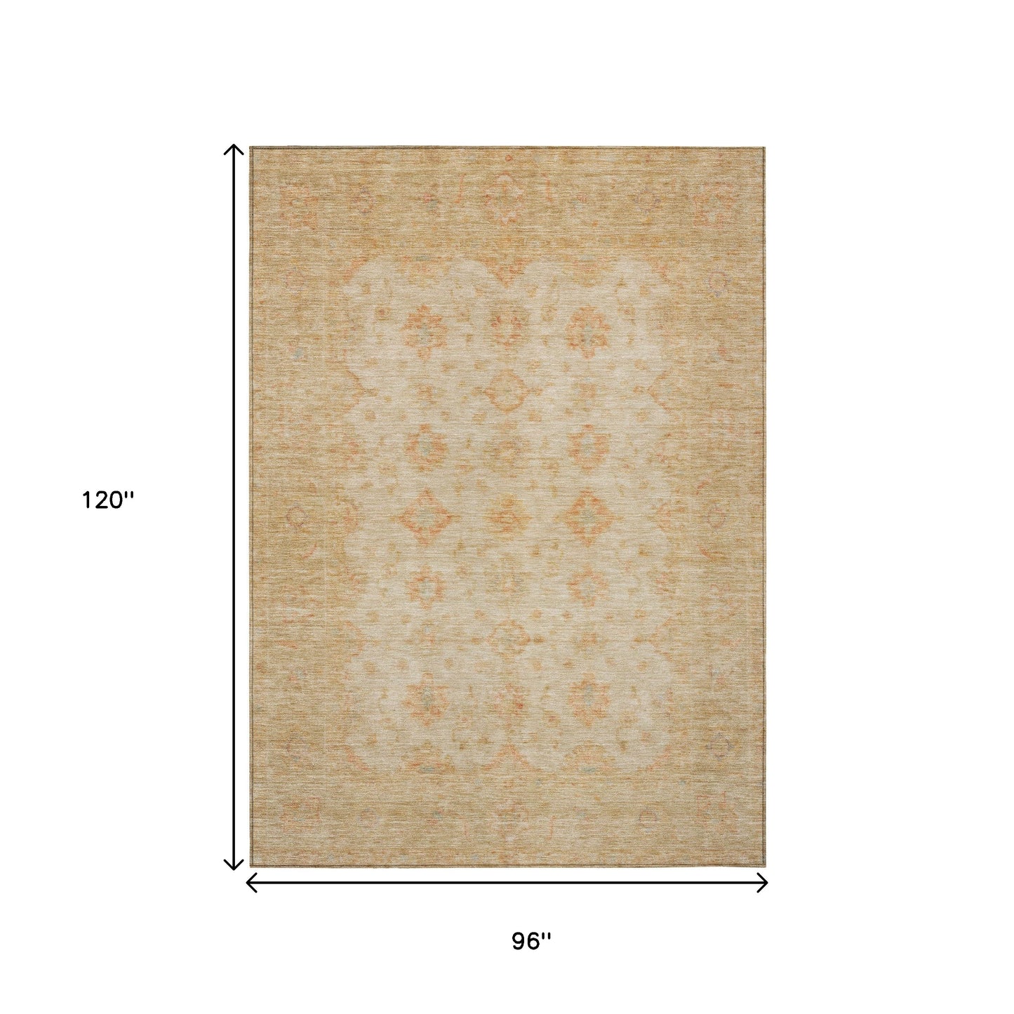 8' X 10' Beige And Rust Floral Medallion Washable Indoor Outdoor Area Rug-2