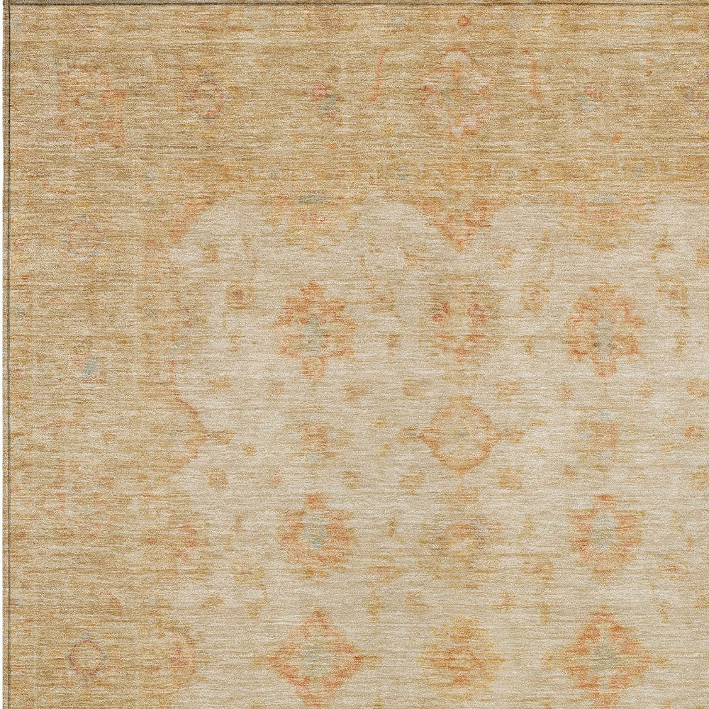 8' X 10' Beige And Rust Floral Medallion Washable Indoor Outdoor Area Rug-4