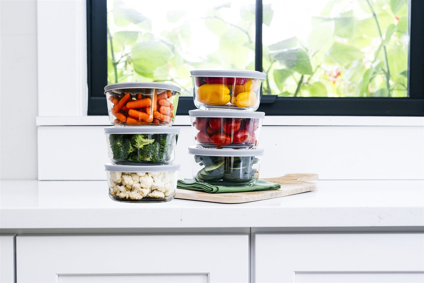 Glass Food Storage Containers - 12 Piece 2 Cup Set (6 Containers + 6 Lids)-1