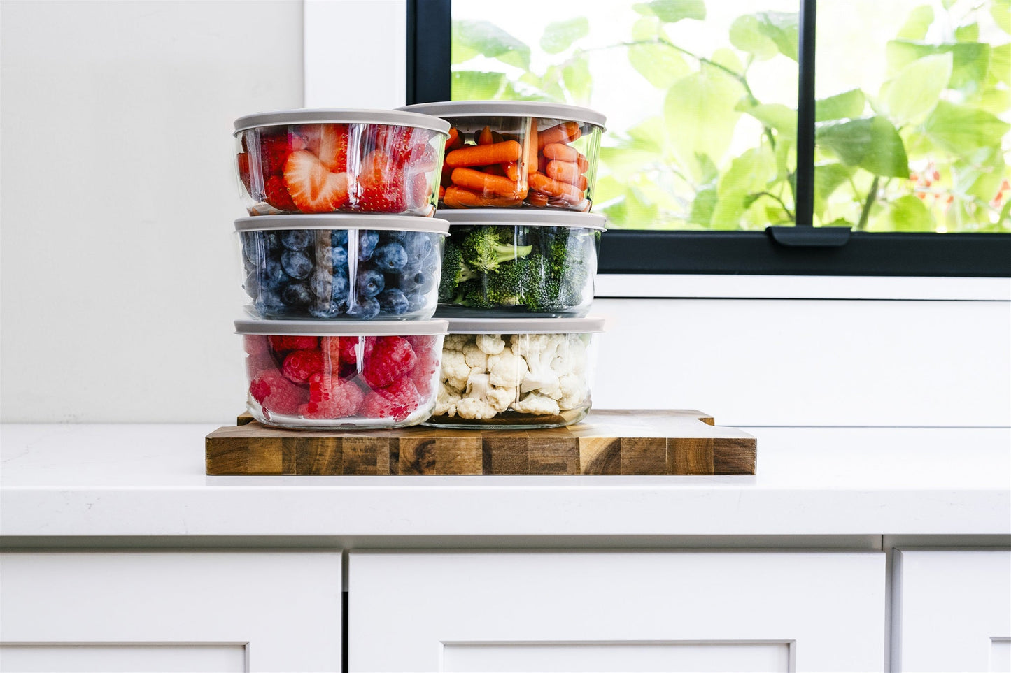 Glass Food Storage Containers - 12 Piece 4 Cup Set (6 Containers + 6 Lids) BPA-Free Lids-1
