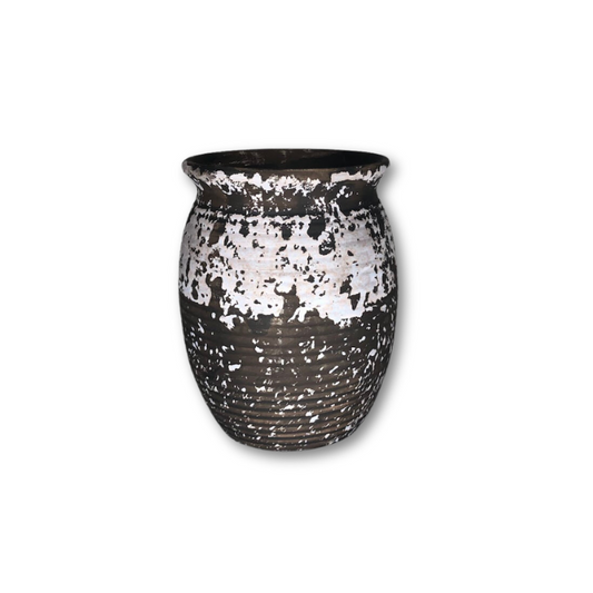 Brown Pot with Off-White Sponge Top, Flat Finish-0