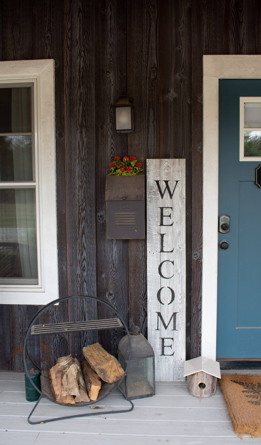 Rustic White Wash Front Porch Welcome Sign-2