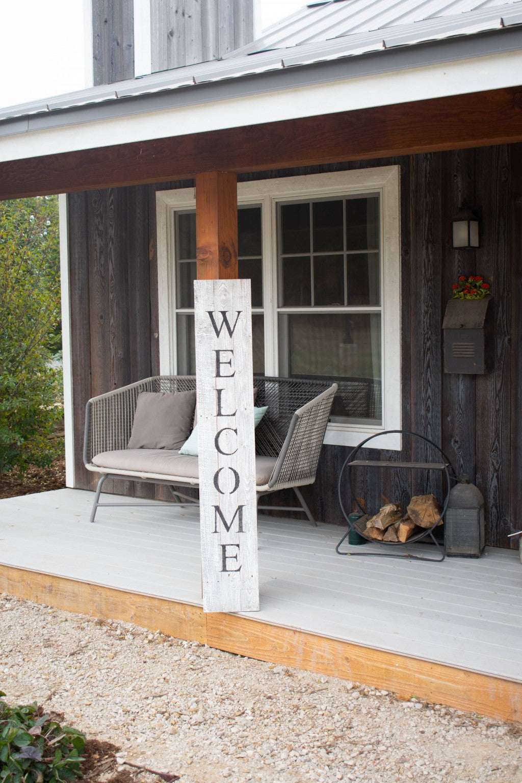 Rustic White Wash Front Porch Welcome Sign-3