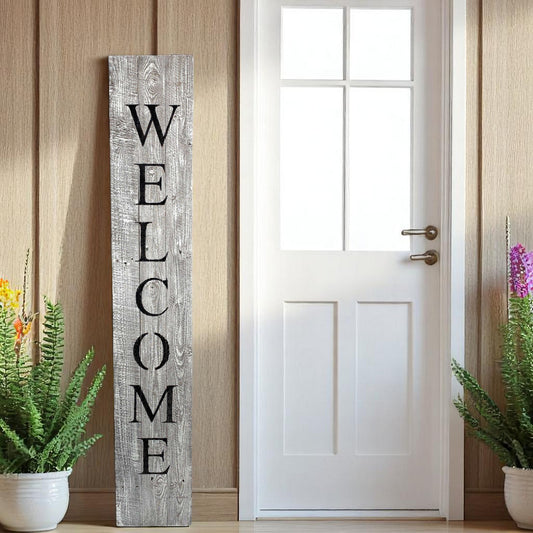 Rustic White Wash Front Porch Welcome Sign-0