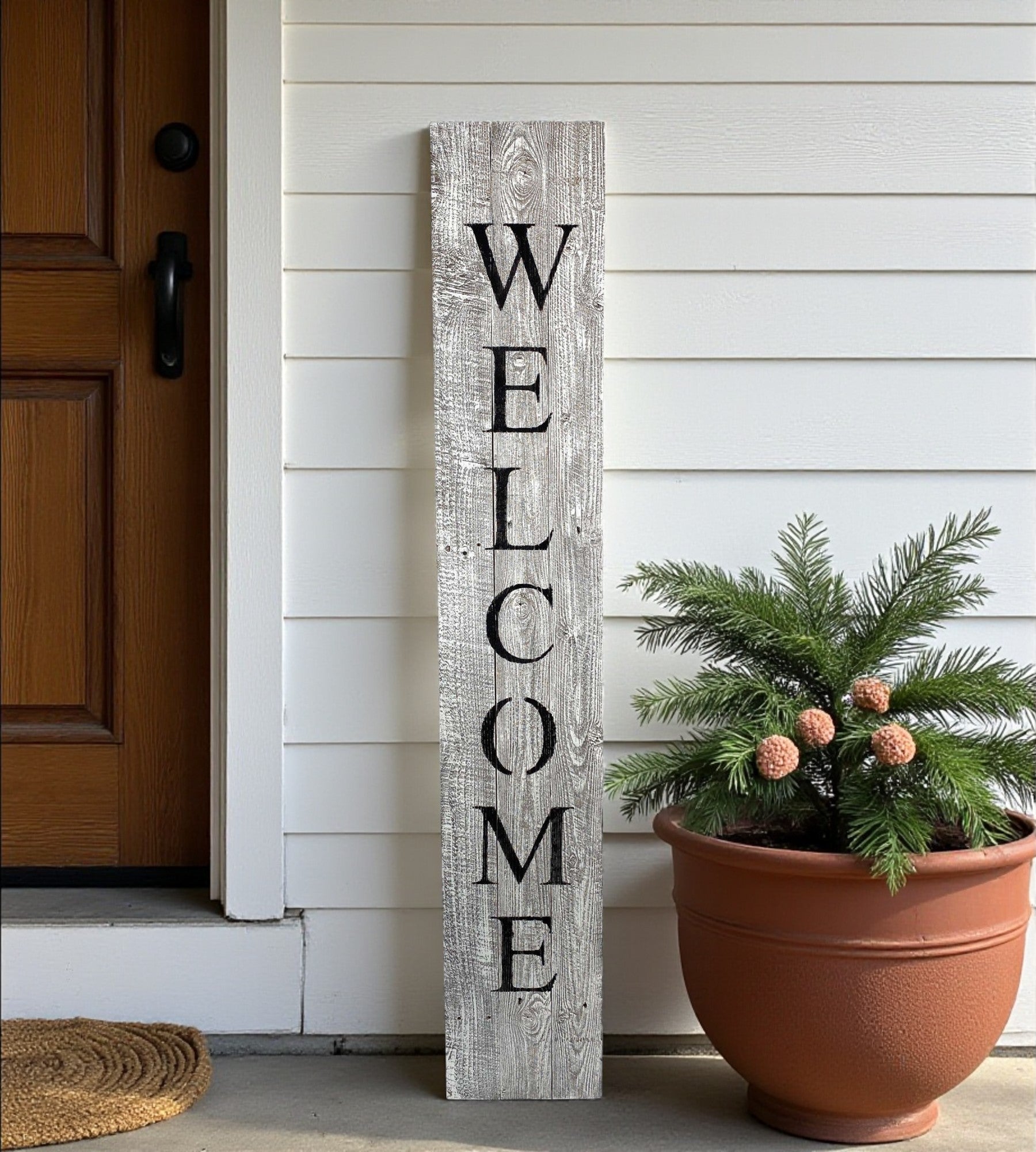 Rustic White Wash Front Porch Welcome Sign-0