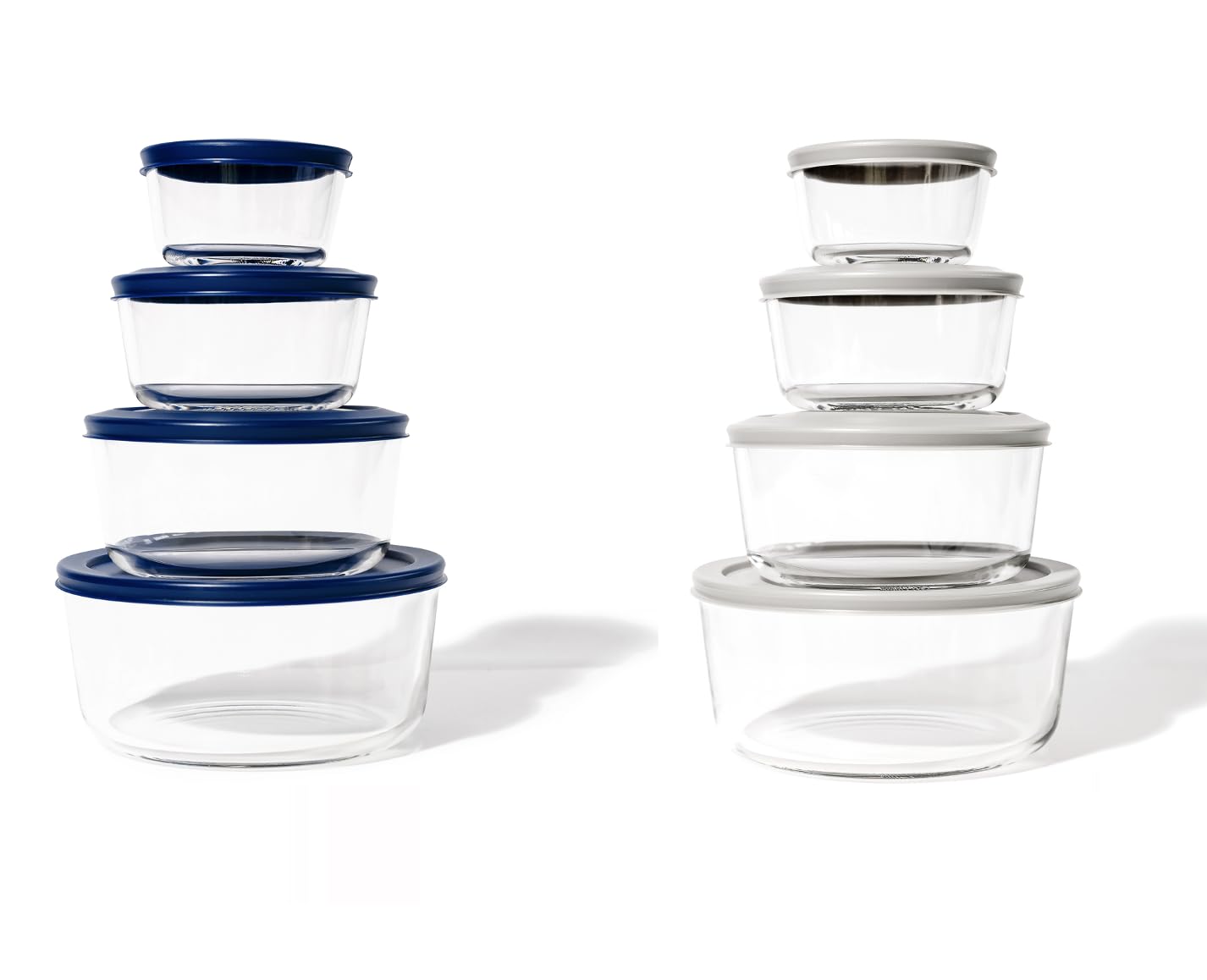 Glass Food Storage Containers - 16 Piece (8 Containers + 8 Lids) Round Nesting Space-Saving Set-1